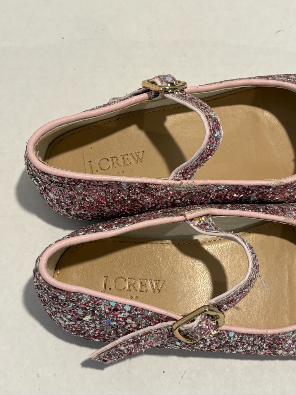 J. Crew Girls Pink Glitter Mary Janes with Buckle Sparkly - Picture 3 of 6